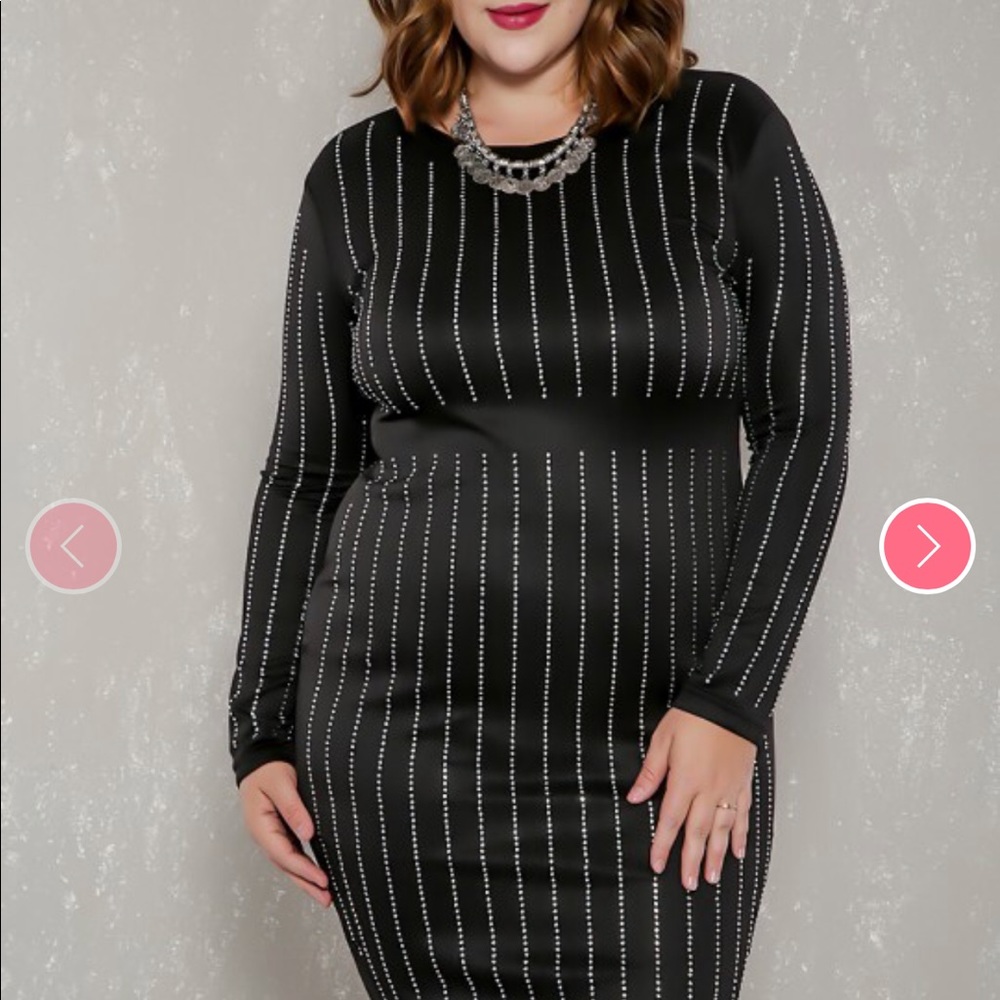 Embellished black stone dress